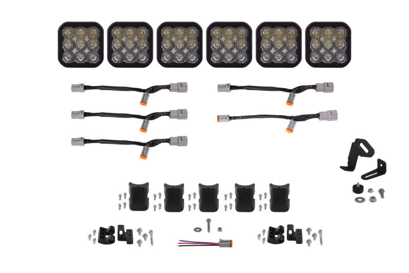 Diode Dynamics SS5 Pro Universal CrossLink 6-Pod Lightbar - White Driving Light Bars & Cubes Diode Dynamics