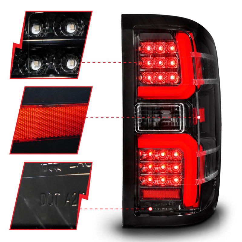 ANZO 15-19 Chevrolet Silverado 2500 HD/3500 HD LED Taillight w/ Sequential Black Housing/Clear Lens Tail Lights ANZO