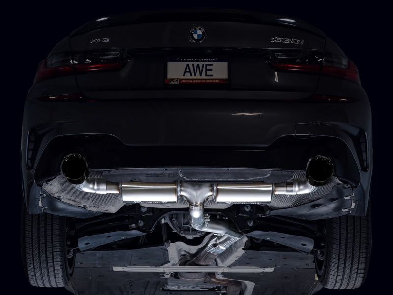 AWE 19-23 BMW 330i / 21-23 BMW 430i Base G2X Touring (Excl.Conv) Axle Back Exhaust - Diamond Black Axle Back AWE Tuning