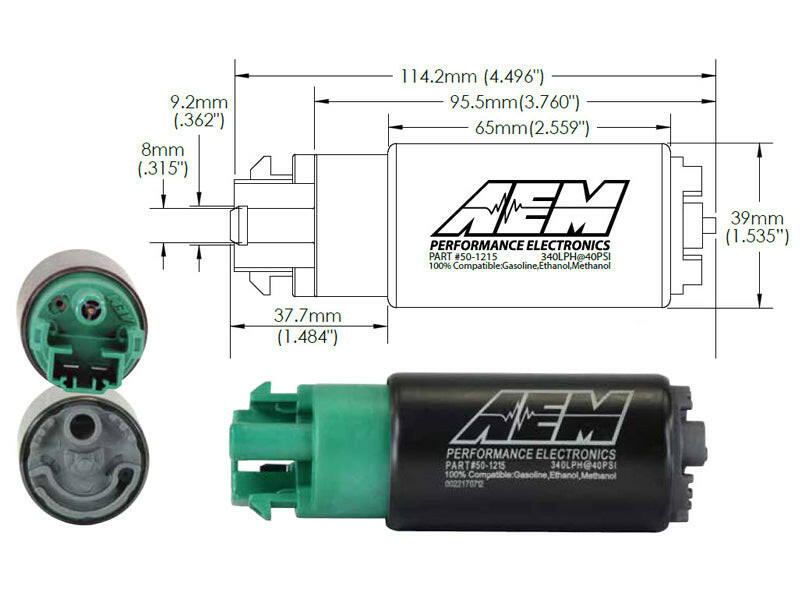 AEM 340LPH 65mm Fuel Pump Kit w/ Mounting Hooks - Ethanol Compatible Fuel Pumps AEM