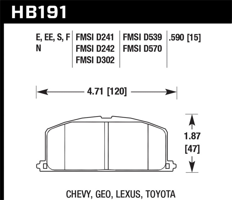 Hawk 86-88 Chevy Nova / 90-92 Geo Prizm GSI / 90-92 Prizm LSI / Toyota (Various) Race Front Brake Pa Brake Pads - Racing Hawk Performance