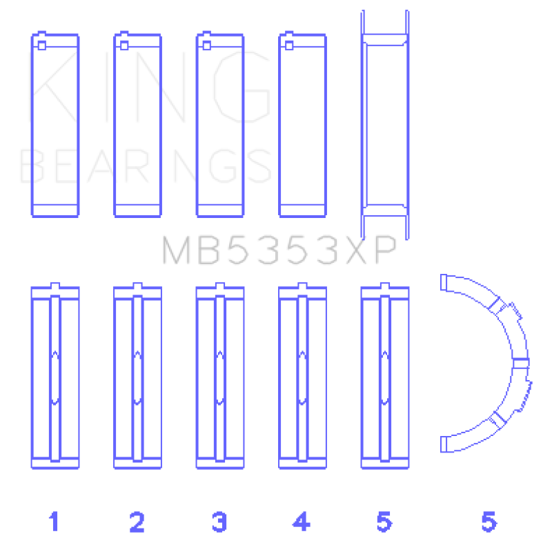 King Engine Bearings Ford 281 4.6L SOHC 16V (Size STDX) Performance Main Bearing Set (Set of 5) Bearings King Engine Bearings