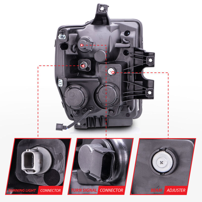 ANZO 2008-2010 Ford F-250 Projector Headlights w/ Halo Black (CCFL) Headlights ANZO