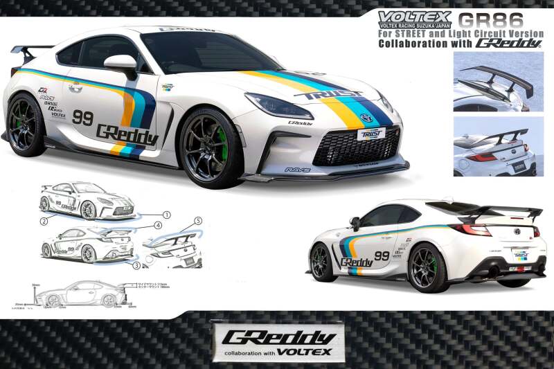 GReddy 2022+ Subaru BRZ X VOLTEX Aero Kit Front Under Spoiler FRP Lips & Splitters GReddy