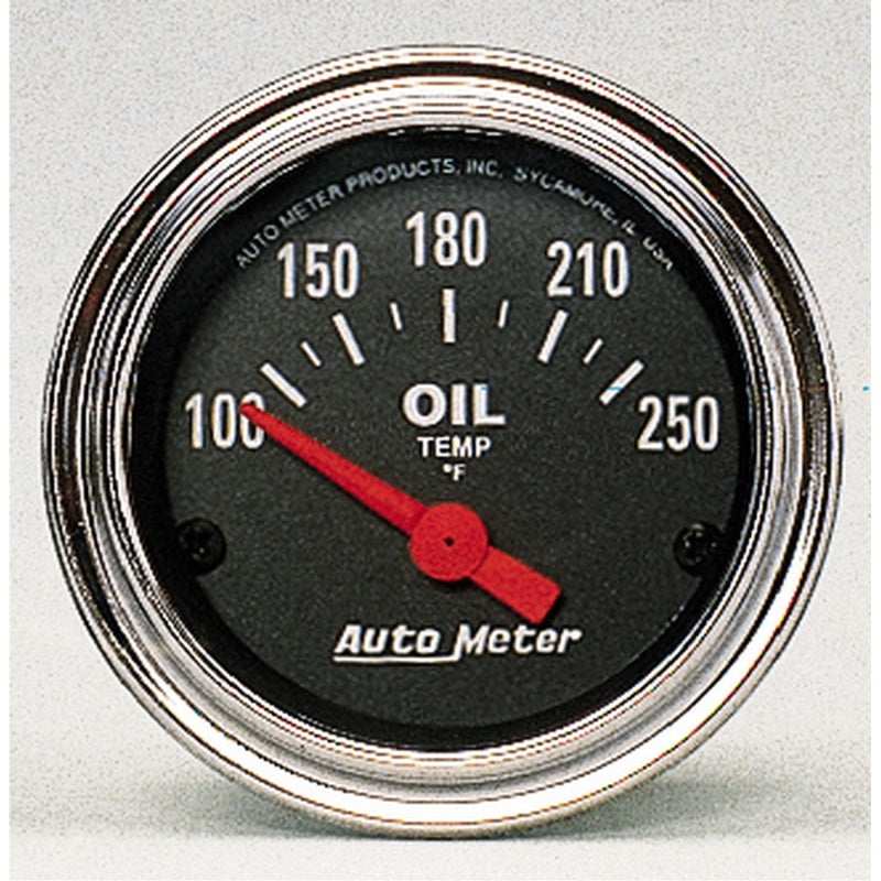 Autometer Traditional Chrome 52mm 100-250 Degree F Short Sweep Electrical Oil Temperature Gauge Gauges AutoMeter