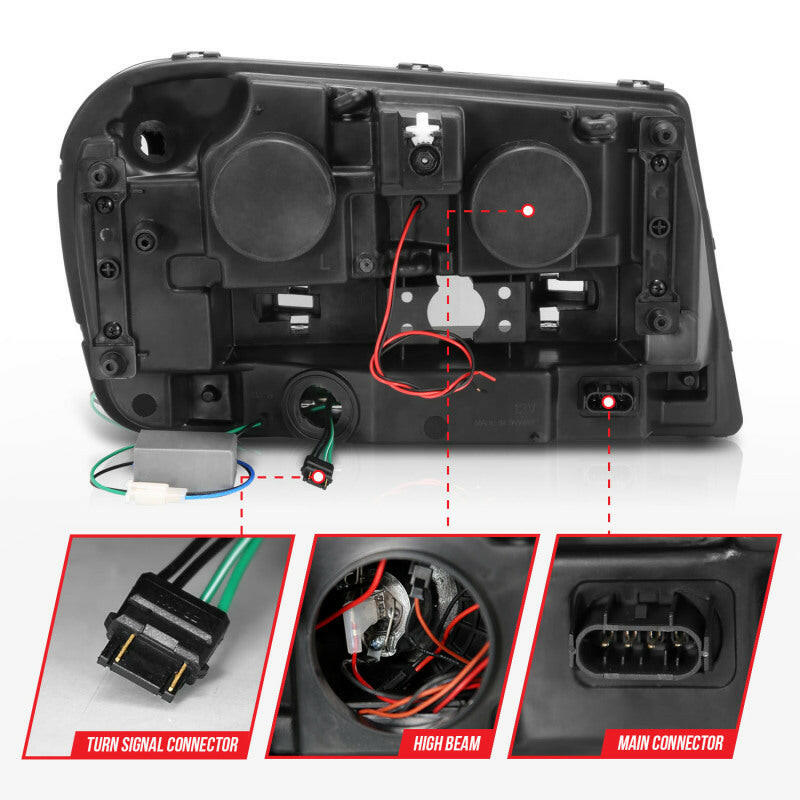 ANZO 2002-2009 Chevrolet Trailblazer Projector Headlights w/ Halo Black Headlights ANZO