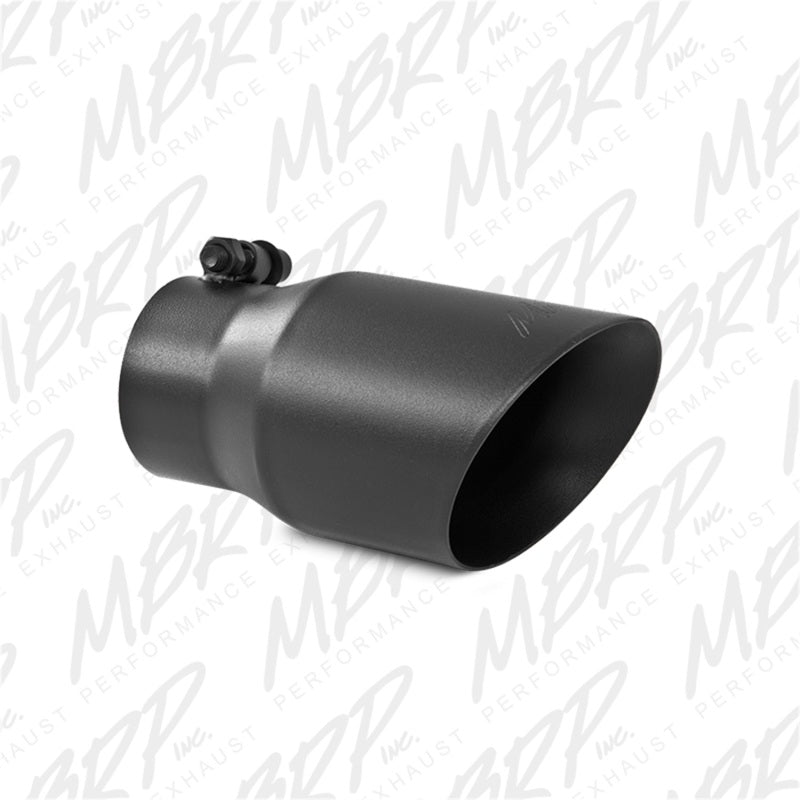 MBRP Tip 3in Round x 4in Inlet OD Dual Walled Angled Black Tip - Fits all 3in Exhausts Tips MBRP