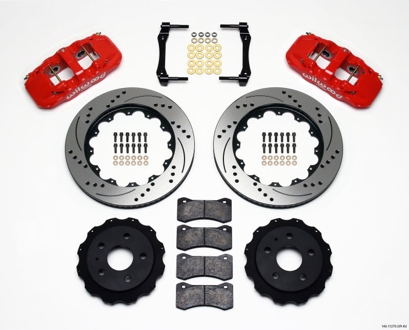Wilwood AERO4 Rear Kit 14.25in Drilled Red 2010-2015 Camaro Big Brake Kits Wilwood