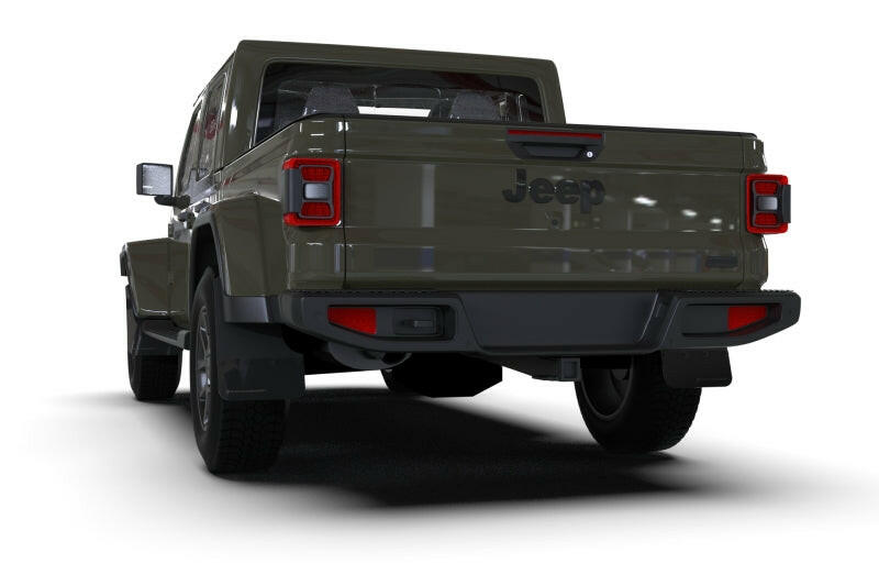 Rally Armor 19-25 Jeep JT Gladiator (Mojave/Rubicon) Black Mud Flap w/Grey Logo Mud Flaps Rally Armor