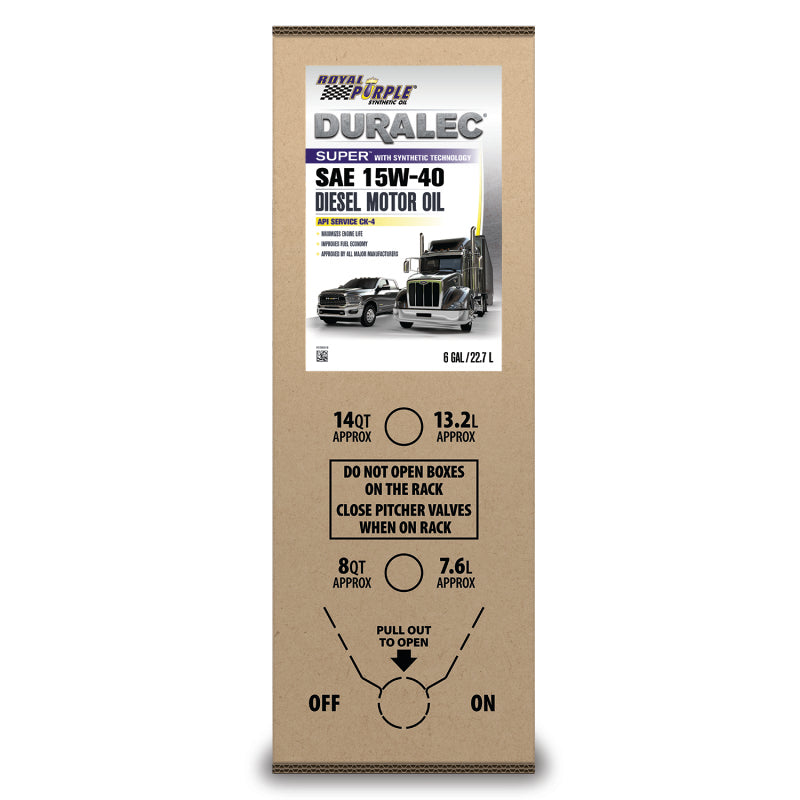 Royal Purple Duralec Super Diesel 15W-40 CK-4 Motor Oil - 6 Gallon Bag-In-Box Motor Oils Royal Purple