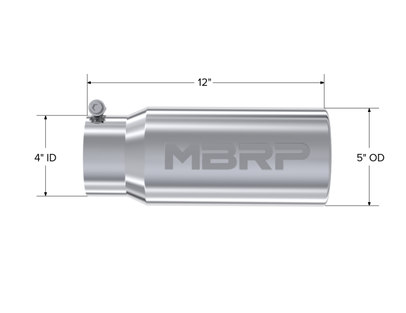 MBRP Universal Tip 5 O.D. Rolled Straight 4 inlet 12 length Steel Tubing MBRP