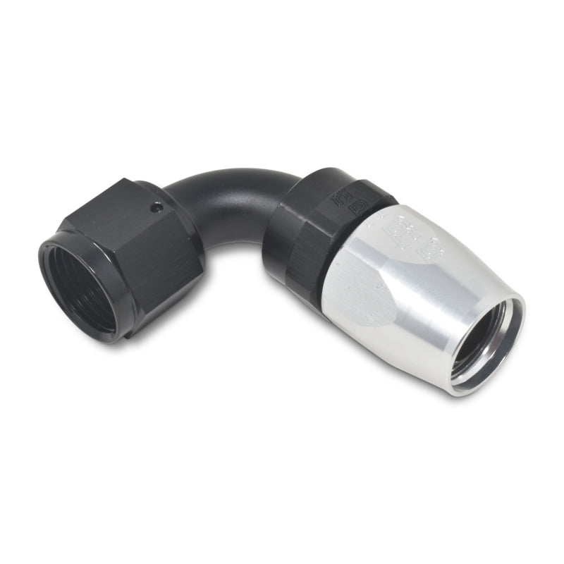 Russell Performance -12 AN Black/Silver 90 Degree Full Flow Hose End Fittings Russell