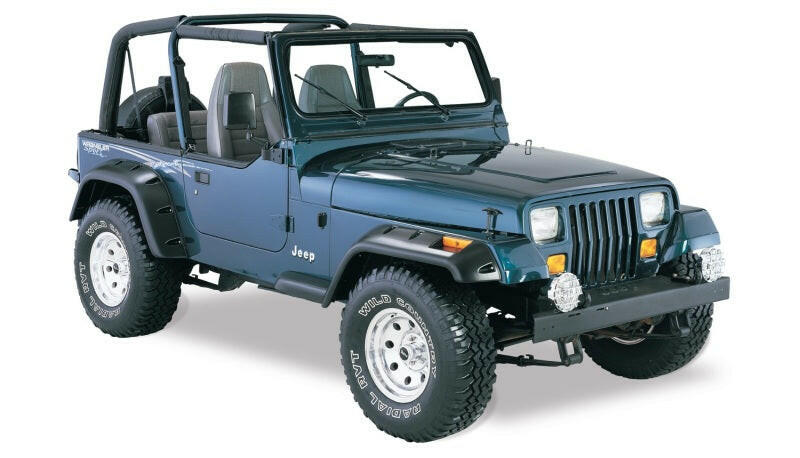 Bushwacker 87-95 Jeep Wrangler Cutout Style Flares 4pc Cutting Optional Not Renegade - Black Fender Flares Bushwacker