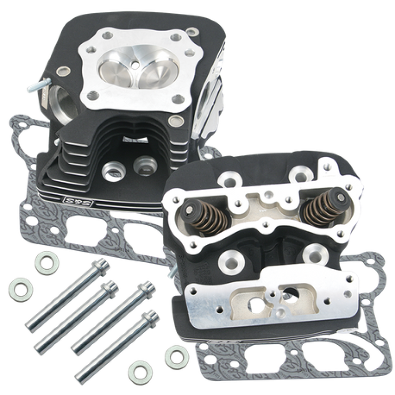 S&S Cycle 99-05 BT Super Stock 79cc Cylinder Head Kit - Wrinkle Black Heads S&S Cycle