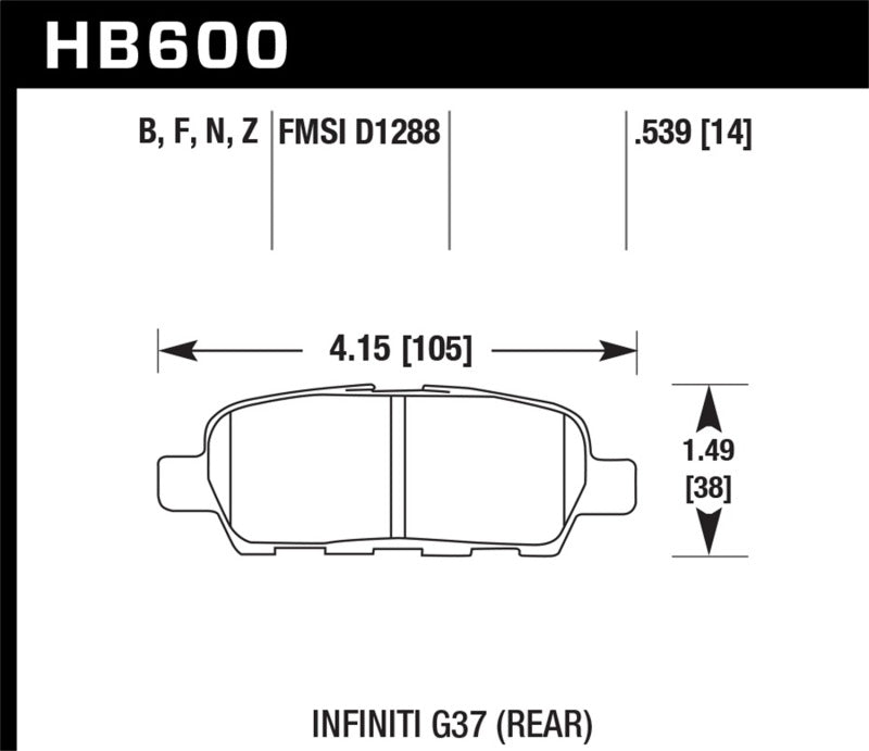 Hawk Infiniti G35 Sport/G37 / 08-10 Nissan Rogue / 07-09 Sentra SE-R / 10 Sentra SE-R M/T HPS Street Brake Pads - Performance Hawk Performance
