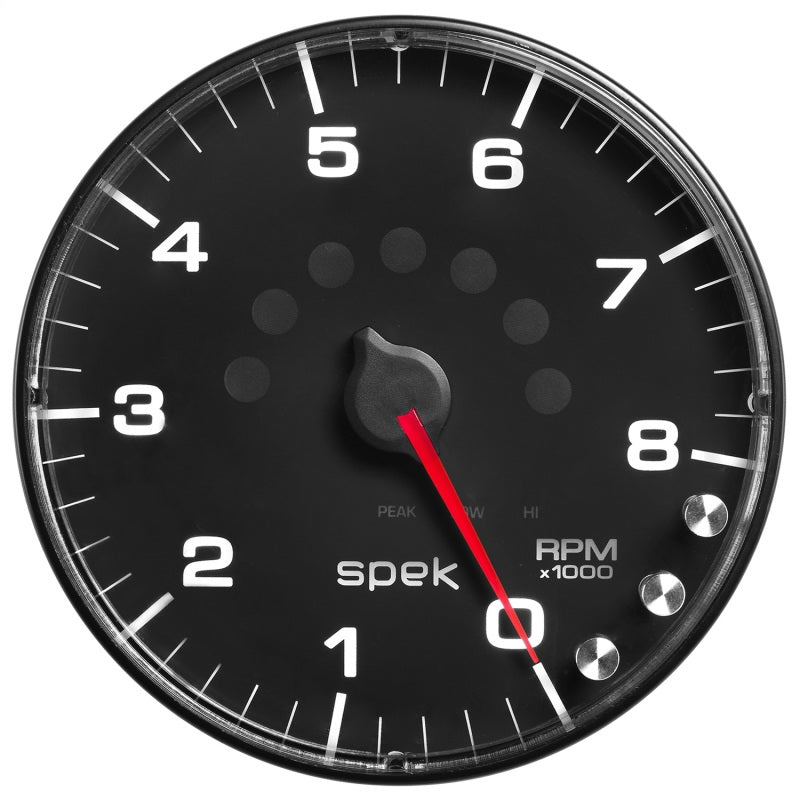 Autometer Spek-Pro Gauge Tachometer 5in 8K Rpm W/Shift Light & Peak Mem Black/Black Gauges AutoMeter