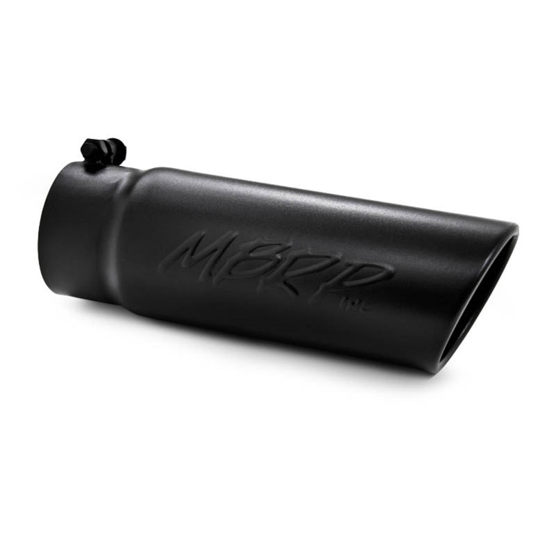 MBRP Universal Tip 4 O.D. Angled Rolled End 3.5 inlet 10 length- Black Finish Tips MBRP