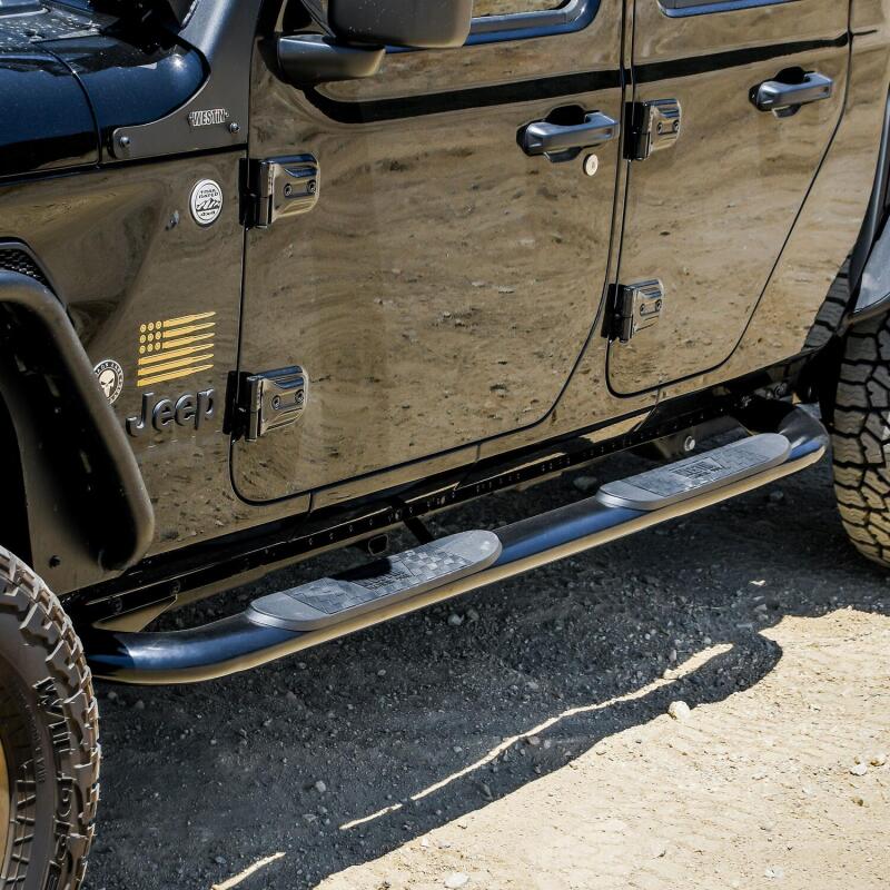 Westin 2020 Jeep Gladiator Platinum 4 Oval Nerf Step Bars - Black Nerf Bars Westin