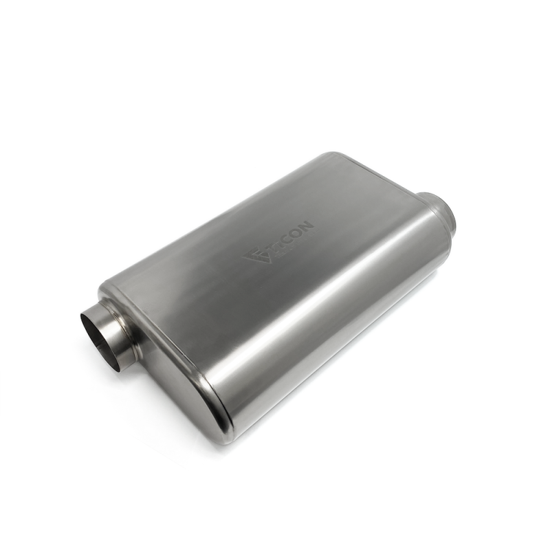 Ticon Industries 17in Overall Length 3in Thin Oval Titanium Muffler - 3in Offset In/Offset Out Muffler Ticon