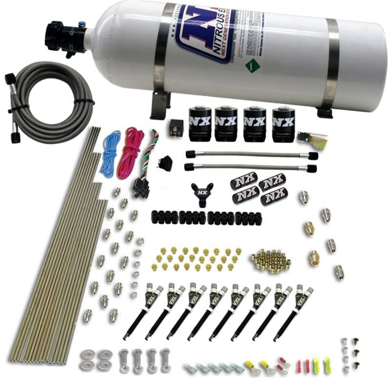 Nitrous Express 8 Cyl VXL Direct Port 4 Solenoids Nitrous Kit (200-500HP) w/15lb Bottle Nitrous Systems Nitrous Express