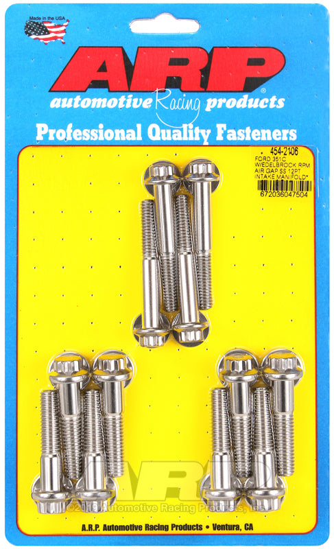 ARP Ford 351C w/Edelbrock RPM Air Gap 12pt Intake Manifold Bolt Kit Hardware Kits - Other ARP