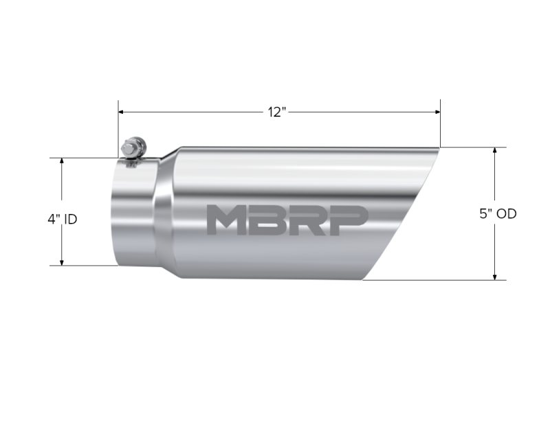 MBRP Universal Tip 5 O.D. Dual Wall Angled 4 inlet 12 length Steel Tubing MBRP
