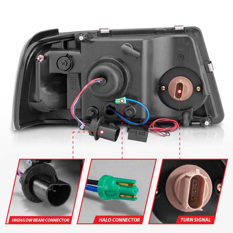 ANZO 2001-2011 Ford Ranger Projector Headlights w/ Halo Black (CCFL) 1 pc Headlights ANZO