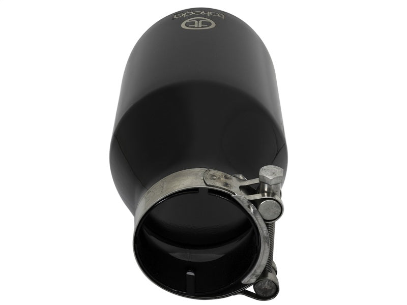 aFe Takeda 409 SS Clamp-On Exhaust Tip 2.5in. Inlet / 4.5in. Outlet / 9in. L - Black Tips aFe