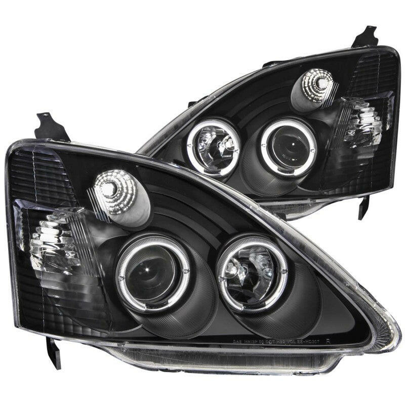 ANZO 2002-2004 Honda Civic Projector Headlights w/ Halo Black Headlights ANZO