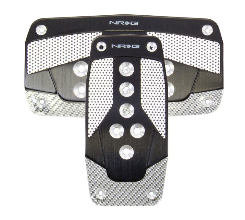 NRG Aluminum Sport Pedal A/T - Black w/Silver Carbon Pedal Covers NRG
