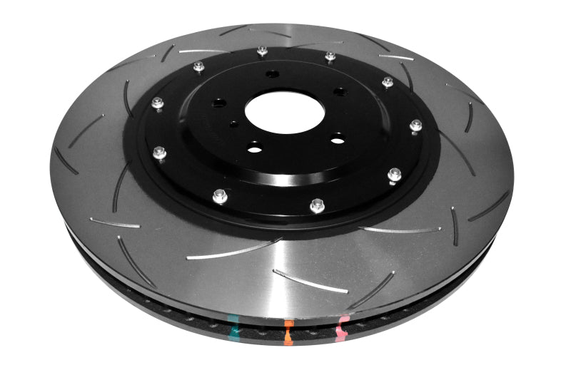 DBA T3 5000 Slotted Series w/ Black Hat Front Right 2012 Nissan GTR R35 Brake Rotors - 2 Piece DBA