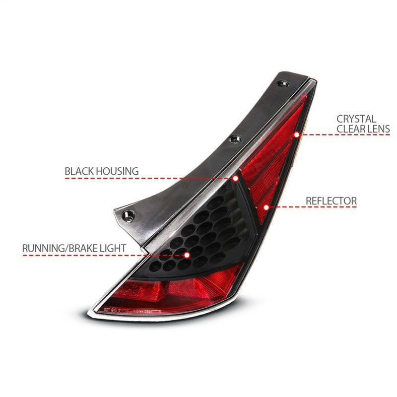 ANZO 2003-2005 Nissan 350Z LED Taillights Black Tail Lights ANZO