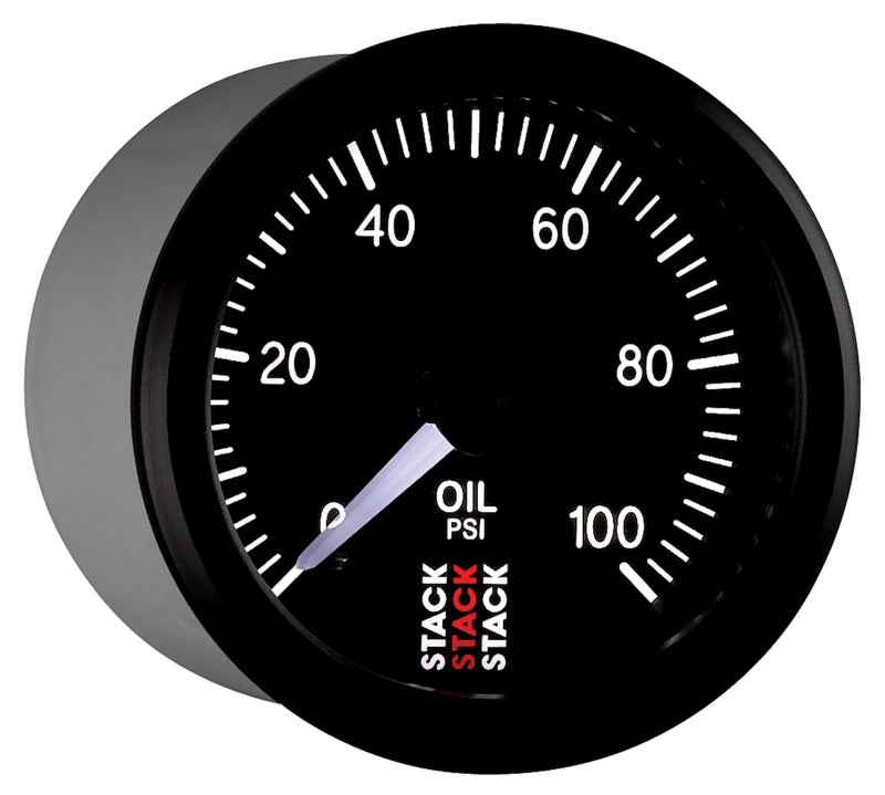 Autometer Stack 52mm 0-100 PSI 1/8in NPTF Male Pro Stepper Motor Oil Pressure Gauge - Black Gauges AutoMeter