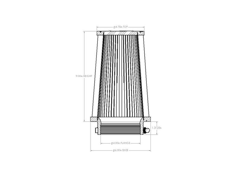 aFe POWER Universal Clamp-On Air Filter w/ D2 Dura-Dry Media - 4in F x 6in B x 4-3/4in T x 9in H Air Filters - Universal Fit aFe