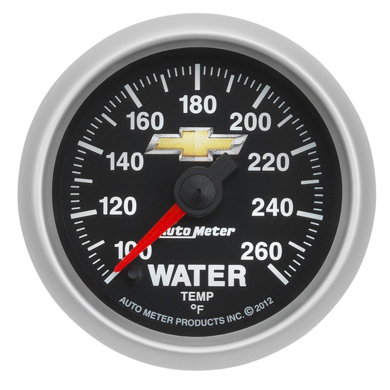 AutoMeter Gauge Water Temp 2-1/16in. 100-260 Deg. F Digital Stepper Motor Chevy Gold Bowtie Gauges AutoMeter