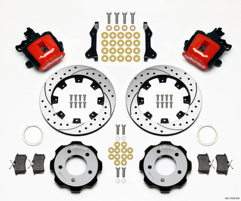 Wilwood Combination Parking Brake Rear Kit 12.19in Drilled Red 2006-Up Civic / CRZ Brake Calipers - Perf Wilwood