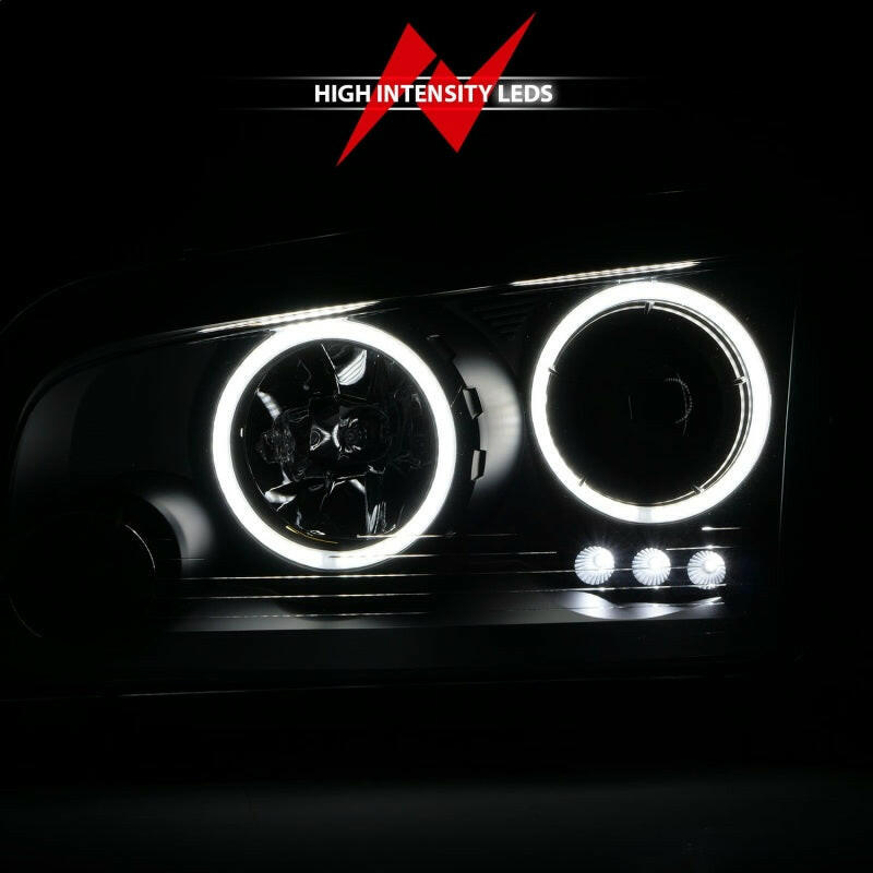 ANZO 2006-2010 Dodge Charger Projector Headlights w/ Halo Chrome (CCFL) Headlights ANZO