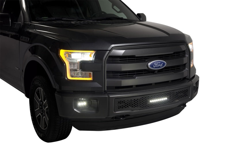 Putco 15-17 Ford F-150 - SS Black Punch Design w/ 10in Luminix Light bar Bumper Grille Inserts Grilles Putco