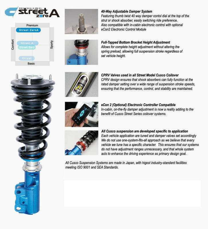 Cusco Street Zero-A 08-16 Mitsubishi Lancer Evo 10 40-Way Adj Coilovers Coilovers Cusco