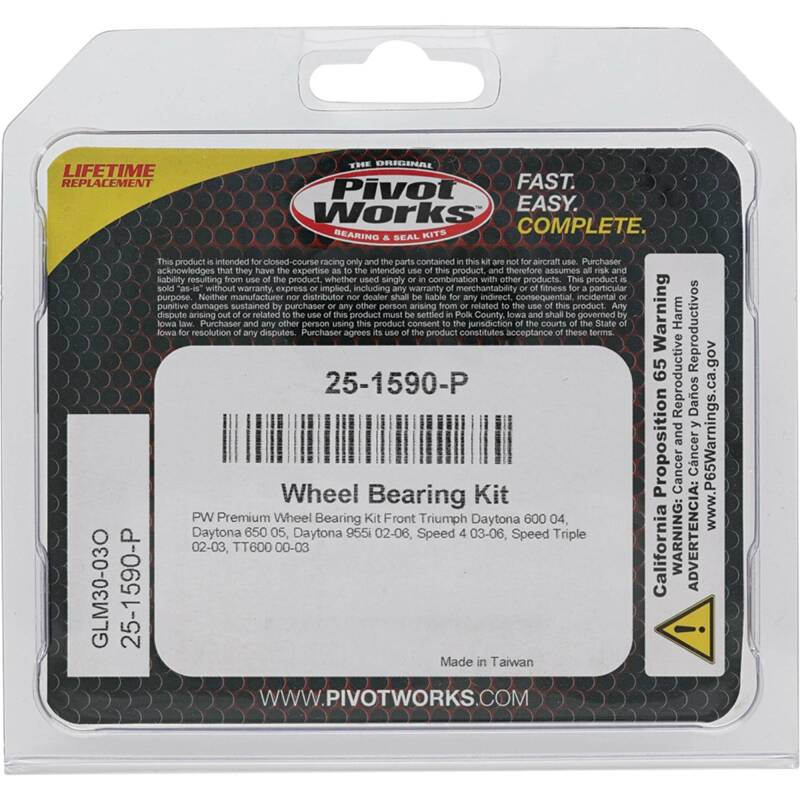 Pivot Works Triumph Wheel Bearing Kit Premium Bearings Control Arms Pivot Works