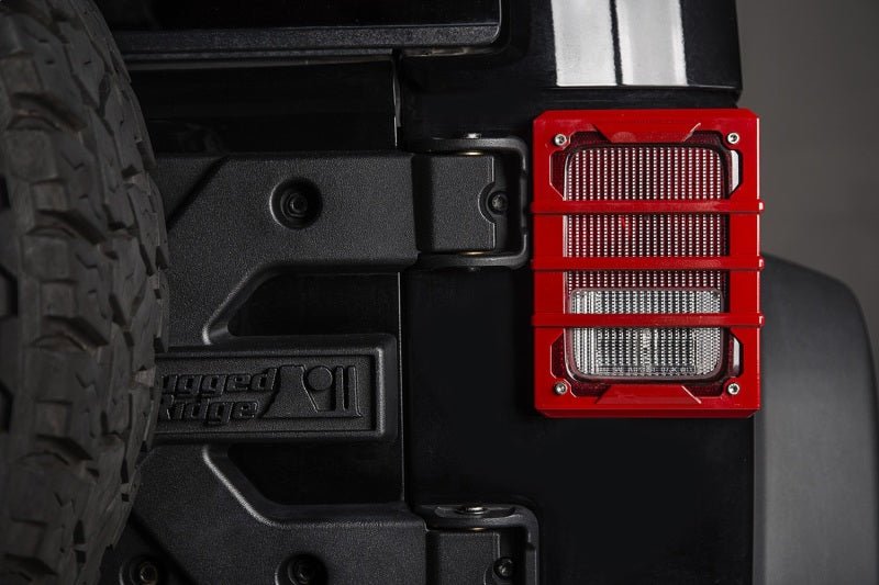 Rugged Ridge 07-18 Jeep Wrangler JK Red Elite Tail Light Guards Light Covers and Guards Rugged Ridge