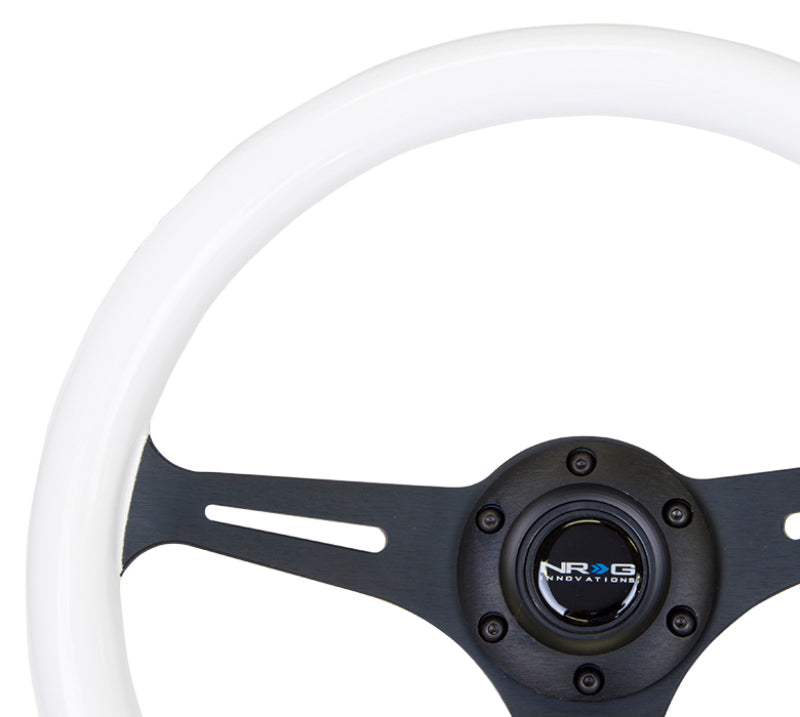 NRG Classic Wood Grain Steering Wheel (350mm) Glow-In-The-Dark Blue Grip w/Black 3-Spoke Center Steering Wheels NRG