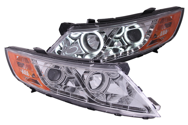 ANZO 2011-2013 Kia Optima Projector Headlights w/ Halo Chrome (CCFL) Headlights ANZO