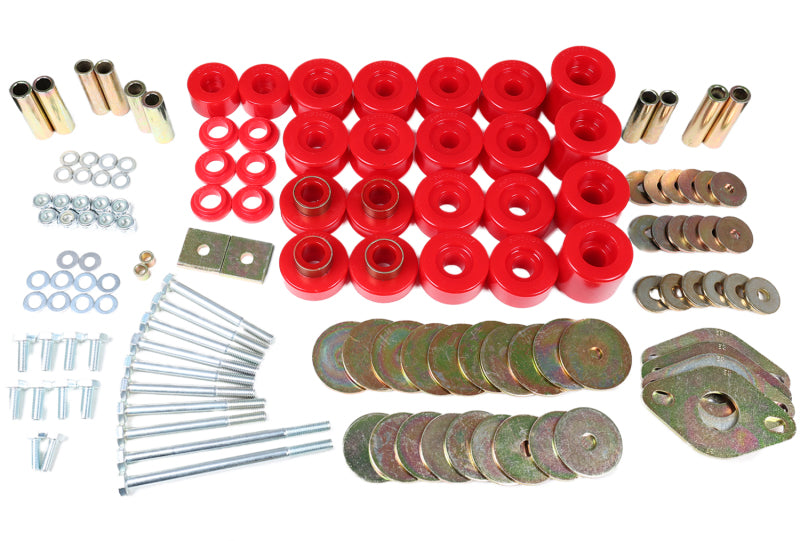 Energy Suspension 91-97 Toyota Land Cruiser FJ80 Body Mount Set w/ Hardware - Red Bushing Kits Energy Suspension