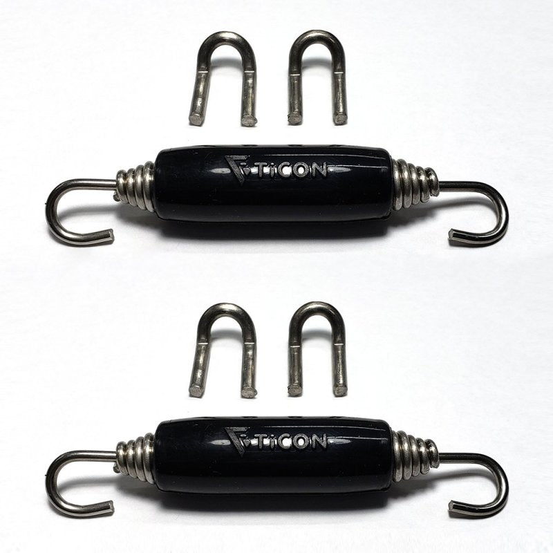 Ticon Industries Black Silicone Titanium Spring Tab and Spring Kit (4 Tabs/2 Springs) - 2 Pack Exhaust Hooks Ticon