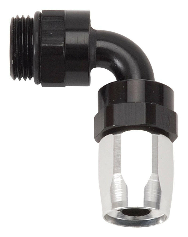 Russell Performance Hose End #6 to #6 Radius Inlet Port 90 Deg Blk/Clr Fittings Russell