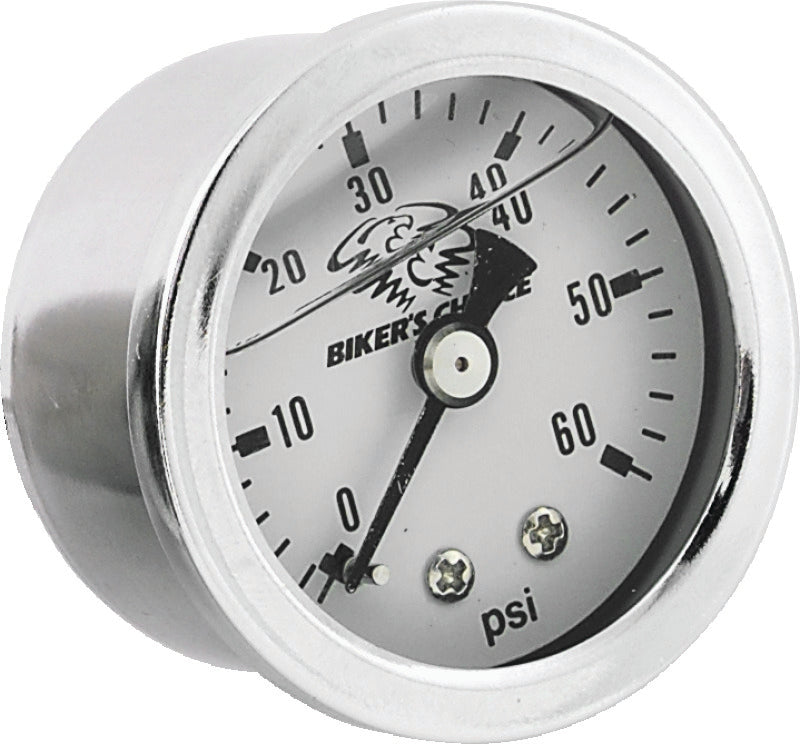 Bikers Choice White Face Liquid Filled Oil Pressure Gauge 0-60 Psi 1/8 NPT Gauges Bikers Choice