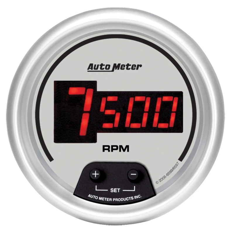AutoMeter Gauge Tach 3-3/8in. 10K RPM In-Dash Digital Silver Dial W/ Red Led Gauges AutoMeter