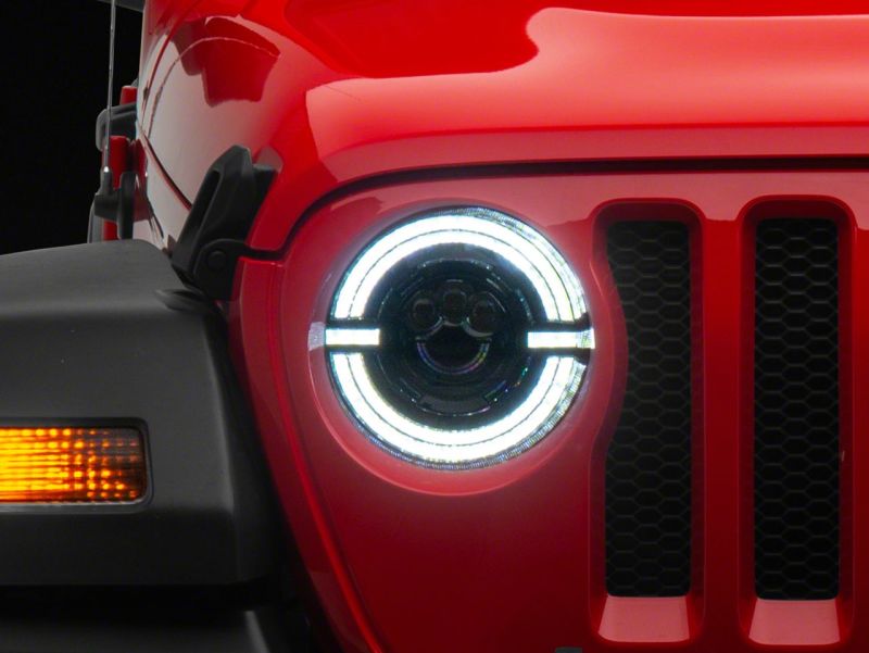 Raxiom 18-23 Jeep Wrangler JL Axial Series 9-In LED Angel Eye Headlights- Blk Housing (Clear Lens) Headlights Raxiom
