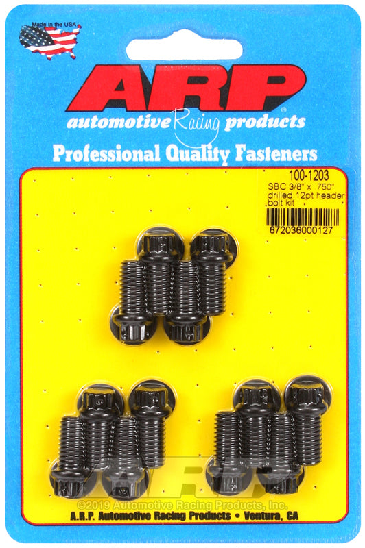 ARP SB Chevy 3/8 x .750in drilled 12pt header bolt kit Rod Bolt Kits ARP